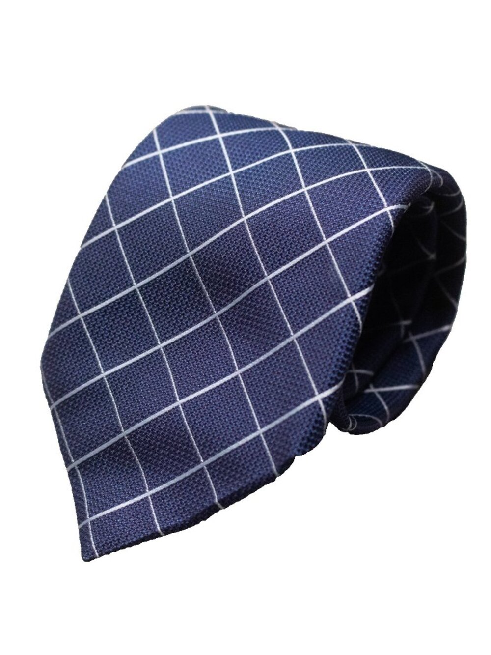 ETON Tie 100% Silk Made in Italy Textured Windowpane Blue Woven Mens 3"